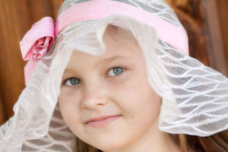 Portrait of girl with broad-brimの写真素材