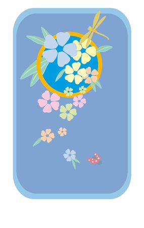 ornament blue flowersのイラスト素材