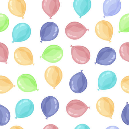 Colored inflatable balls, seamless pattern. Balloons for the print.Vector illustration for on a white background.のイラスト素材
