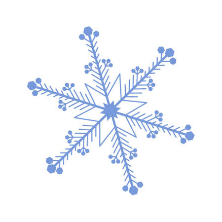 Beautiful blue snowflake. A snowflake of complex shape. A symbol of winter and new year. Vector illustration isolated on a white backgroundのイラスト素材