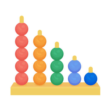 Children s toy puzzle sorter. Children s colorful educational toy pyramid of balls. Vector illustration isolated on a white backgroundのイラスト素材