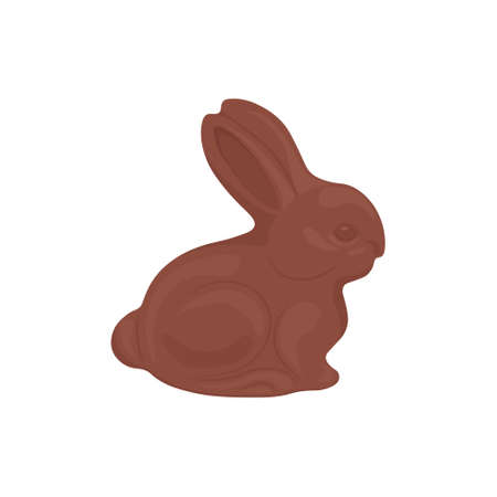 chocolate bunny. Easter chocolate bunny. Sweet chocolate dessert in the shape of a rabbit. Vector illustration isolated on a white background.のイラスト素材
