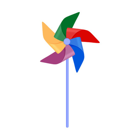 Children's toy windmill. Multi-colored windmill for children. Toy, vector illustration isolated on a white background.のイラスト素材