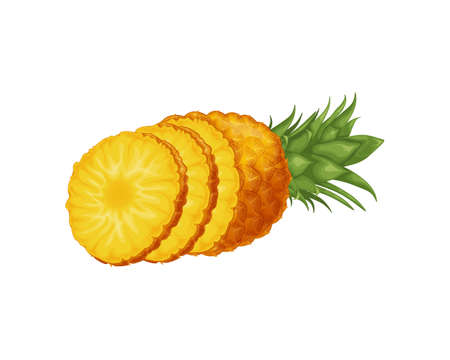 Pineapple. Image of pineapple cut into pieces. Pieces of ripe pineapple. Sweet tropical fruit....