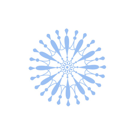 Snowflake. Beautiful snowflake in cartoon style. A white snowflake on a white background. Winter Christmas illustration. Vectorのイラスト素材