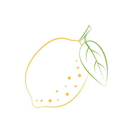 Lemon coloring book. Yellow ripe lemon. Children s coloring book, yellow lemon with a green leaf. A tropical fruit. Vector illustrationのイラスト素材