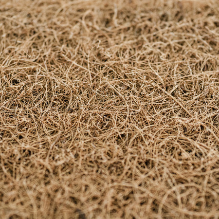 Coconut coir. Grated coconut shell for the production of mattresses. texture, natural background. Coconut coir pressed at the factory. Background of coconut fiber.の写真素材