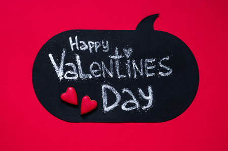 Red background with text Happy Valentines Day. Valentines day concept. Valentines day card conceptの写真素材
