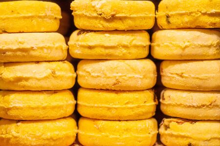 Shop cosmetic handmade solid shampoo different colors. The concept of Spa and careの写真素材