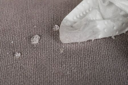 Water repellent and waterproof fabrics. How to waterproof fabric with these simple instructions for Experiment by drop water on it.の写真素材