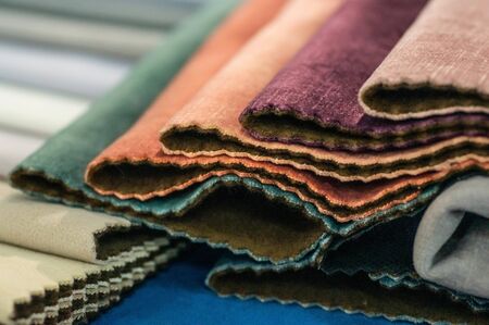 Catalog of multicolored cloth from matting fabric texture background, silk fabric texture, textile...