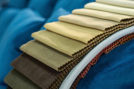 Catalog of multicolored cloth from matting fabric texture background, silk fabric texture, textile...