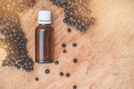 Elderberry syrup immunity boosting for flu season. Elder, black elder. European black elderberry backgroundの写真素材