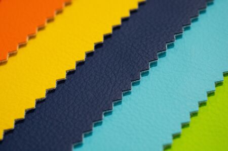 Catalog of multicolored imitation leather from matting fabric texture background, leatherette fabric texture. Industry background.の写真素材