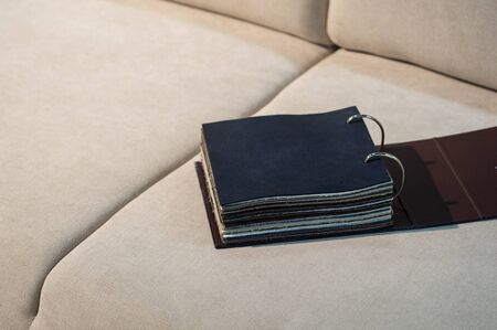 Luxury leather samples close-up. Can be used as background. Industry background.