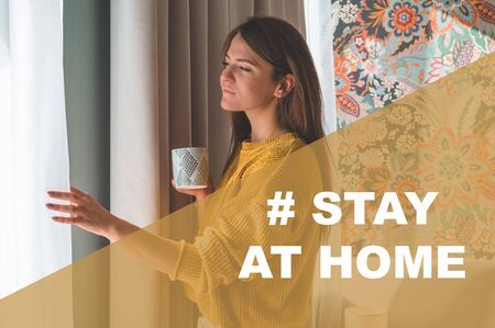 Concept Stay at home social media campaign for coronavirus prevention.の写真素材