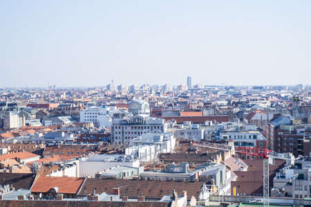 BUDAPEST, HUNGARY - MARCH 2020. Aerial view square with people in front of Saint Stephens Basilica in Budapest, Hungaryのeditorial素材