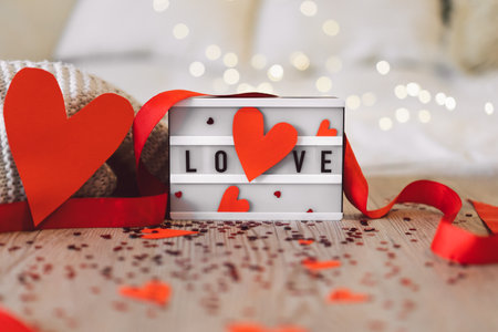 Valentine's day card with text - Love. The concept of love and Valentines day.の写真素材