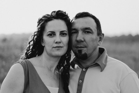 Portrait of a happy couple, woman and man. An adult married couple.の写真素材