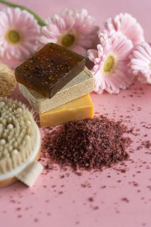 Anti-cellulite cosmetic products. Natural body scrub, peeling, spa products, beauty conceptの写真素材