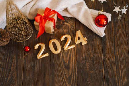 Happy New Years 2024. Christmas holiday celebration. New Year concept.の写真素材