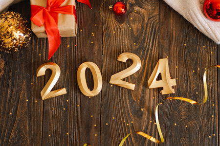 Happy New Years 2024. Christmas holiday celebration. New Year concept.の写真素材