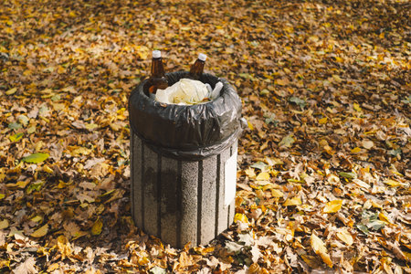 Garbage in the forest. Love nature. Earth dayの写真素材