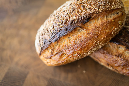Freshly Baked Sourdough Bread With Seedsの写真素材