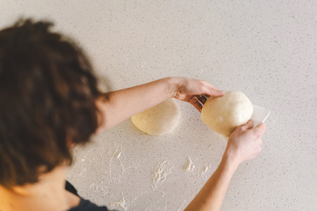 Preparing dough for baking. Healthy sourdough breadの写真素材