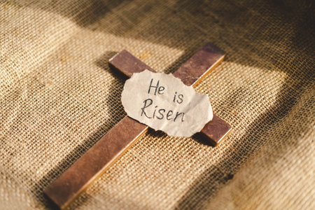 He is Risen. The cross as a sign of resurrection.の写真素材