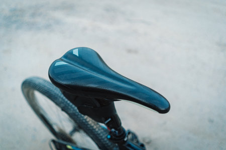 Blue Bicycle Saddle on a Mountain Bikeの写真素材
