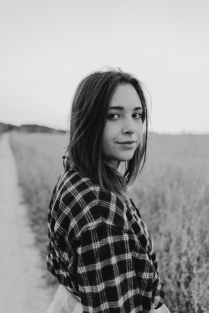 Portrait of a teenage girl on the field.の写真素材