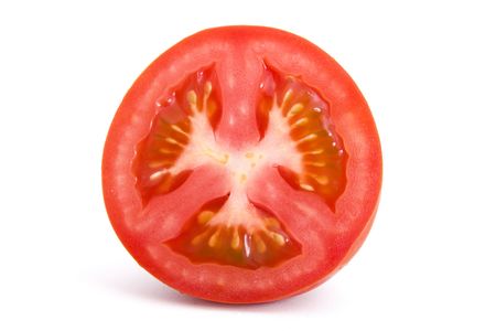 half an tomato on isolated backgroundの写真素材
