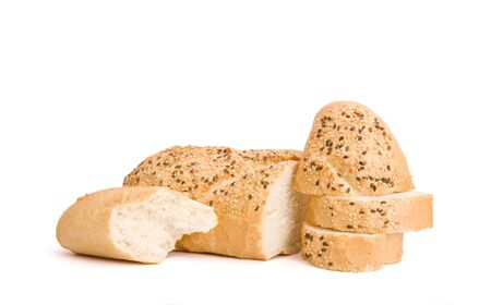  newly-baked bread on isolated white background.の写真素材
