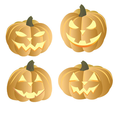 Four different pumpkins for halloweenのイラスト素材