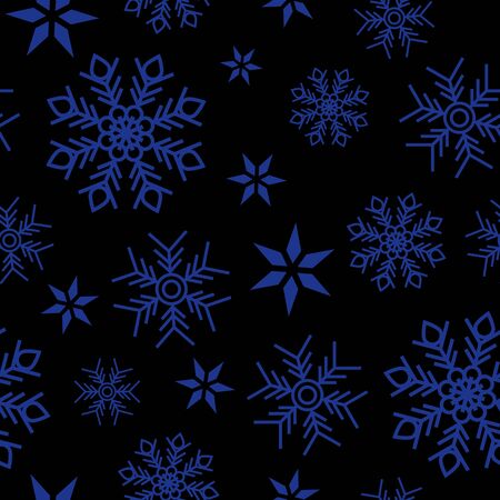 Christmas pattern with snowflakes isolated on black background.のイラスト素材