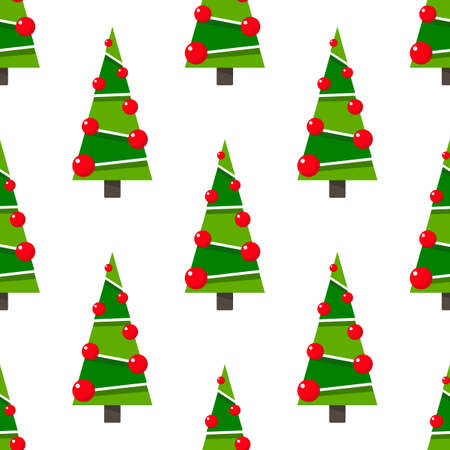 Seamless Christmas pattern with decorative fir trees isolated on white background.Can be used for design of gift wrap,textile,blog,banner,poster,website,wallpapers and greeting card.Clipartのイラスト素材