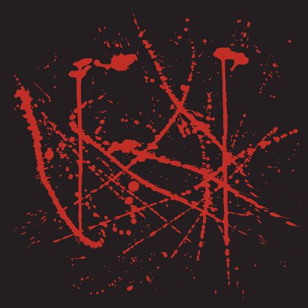 Vector background with red splashes. Stains of blood. Crime scene background.のイラスト素材
