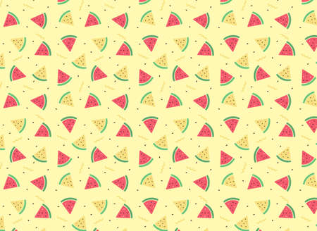 Summer pattern with red and yellow watermelonsのイラスト素材