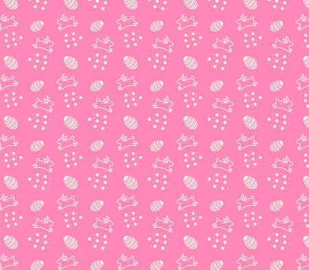 Pink cute pattern with rabbits and easter eggsのイラスト素材