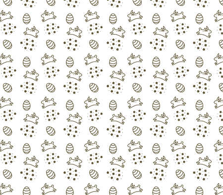 Black and white pattern with rabbits and easter eggsのイラスト素材