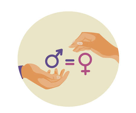 Gender aquality concept. Male and female handsのイラスト素材