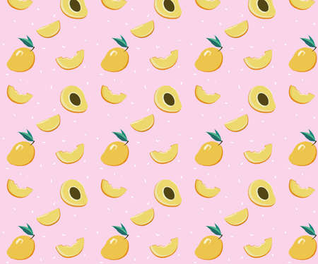 Bright exotic pattern with ripe mango fruitのイラスト素材