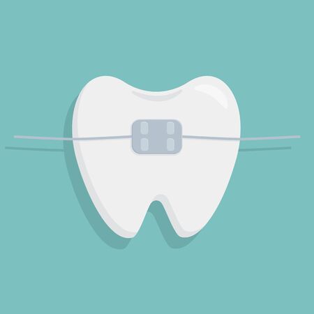 Flat vector illustration: tooth with bracket icon.のイラスト素材