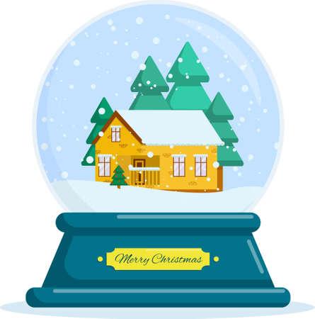 Flat vector illustration: snowball. Merry Christmas.のイラスト素材