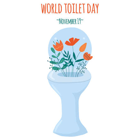 Vector illustration in doodle style: world toilet day. Illustration for postcards, website, stickers.のイラスト素材