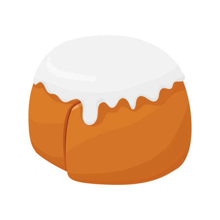 Bakery products. Loaf of bread. Cinnamon rolls with icing.のイラスト素材