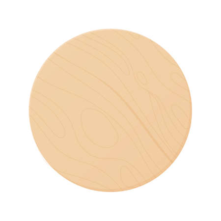 Wooden round cutting board with. Isolated illustration on a white background. Vector illustrationのイラスト素材