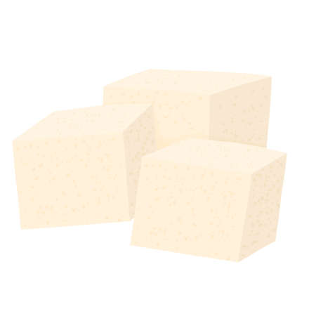 Tofu cheese. Soy cheese illustration isolated on white background. Vector illustrationのイラスト素材