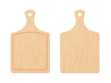 Set of wooden cutting boards with a handle. Isolated illustration on a white background. Vector illustrationのイラスト素材